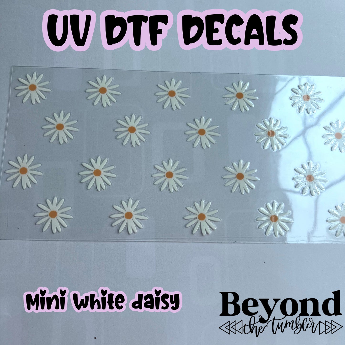 Mini white daisy UVDTF Decals