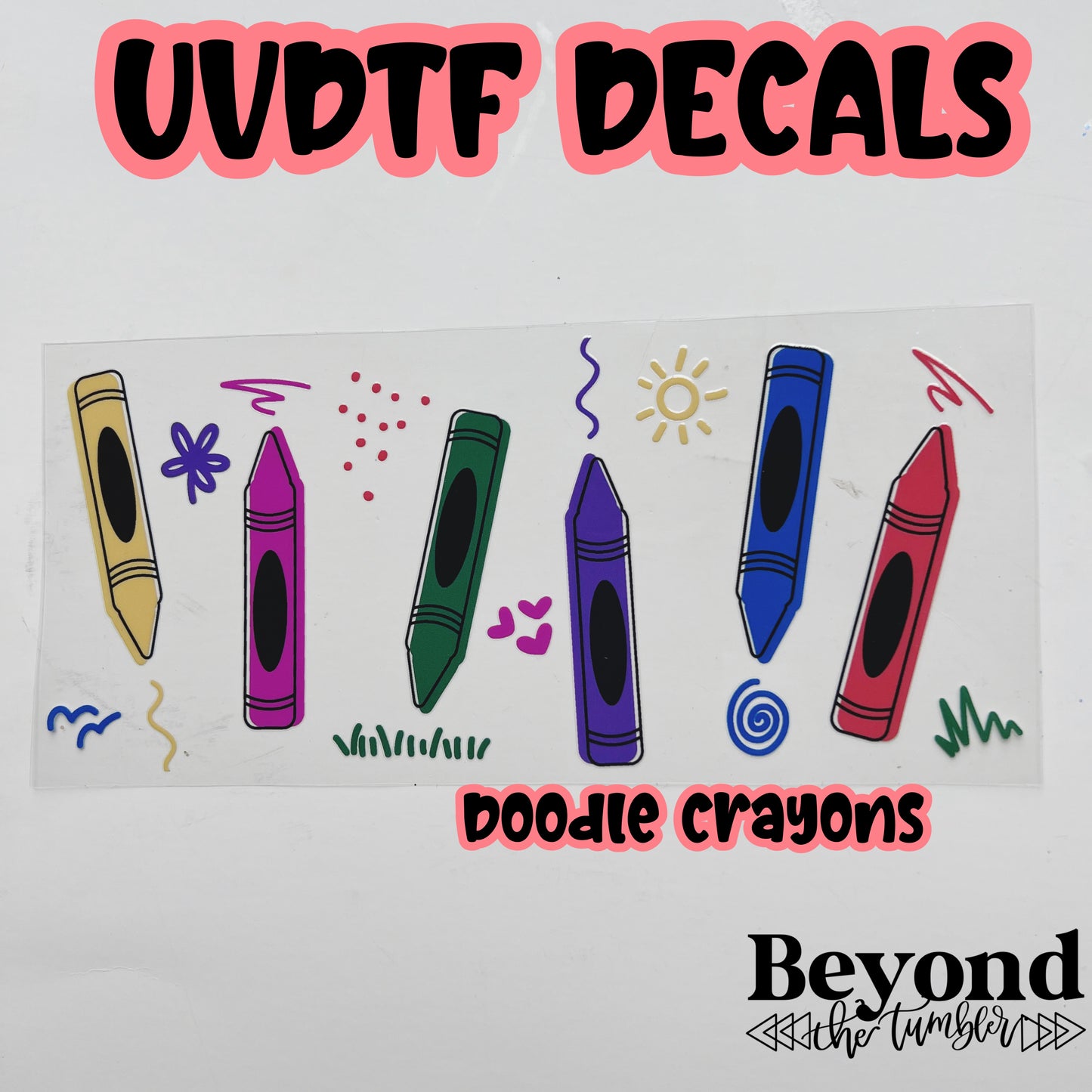 Crayon Doodle UVDTF Decals
