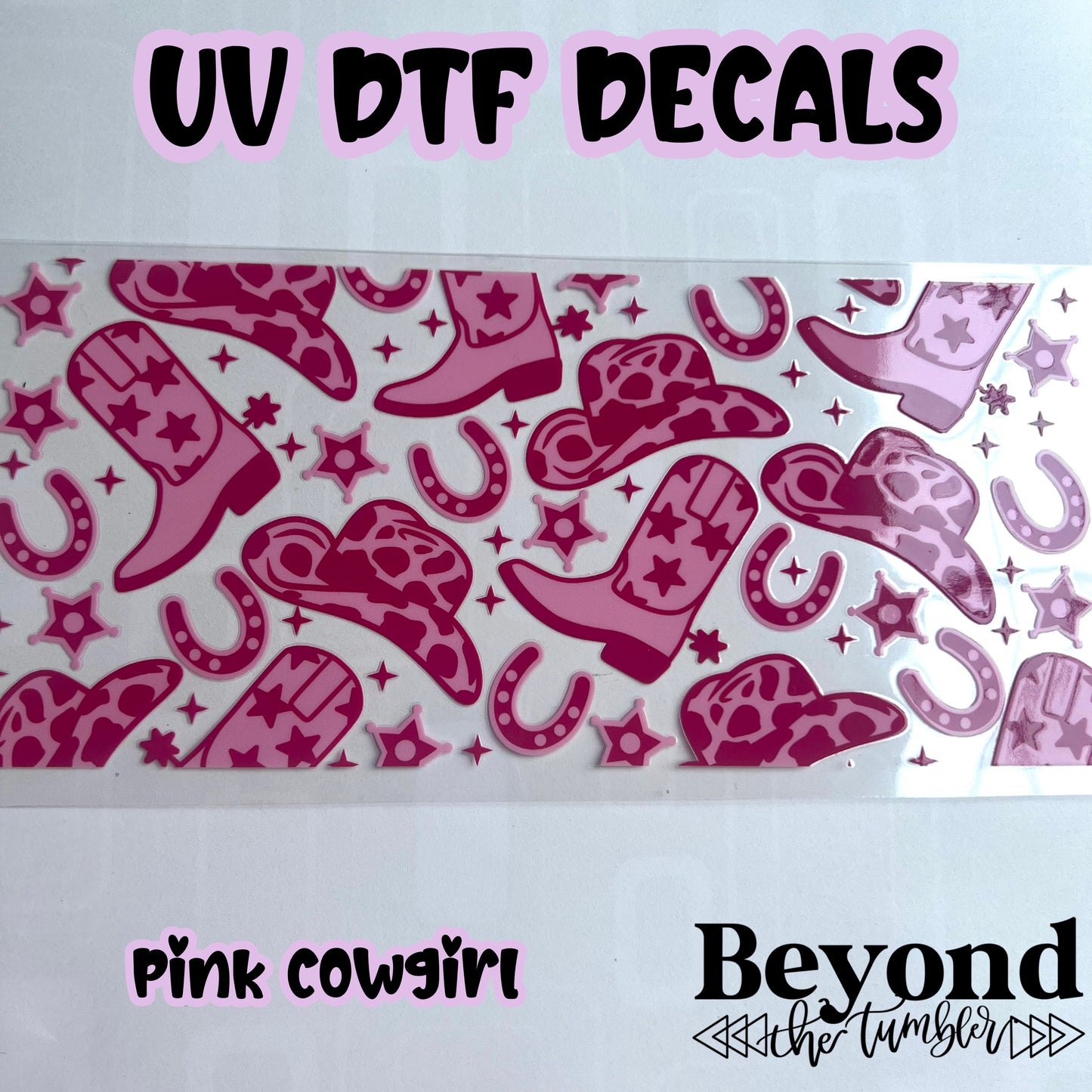Pink cowgirl UVDTF Decals