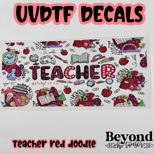 Teacher red leopard supplies UVDTF Decals