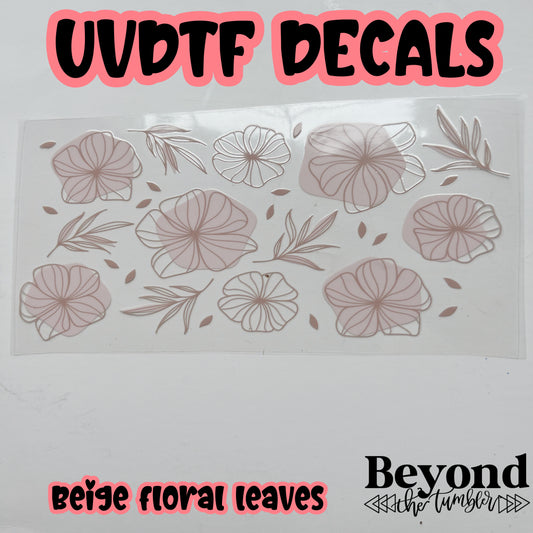 Beige abstract floral leaves  UVDTF Decals